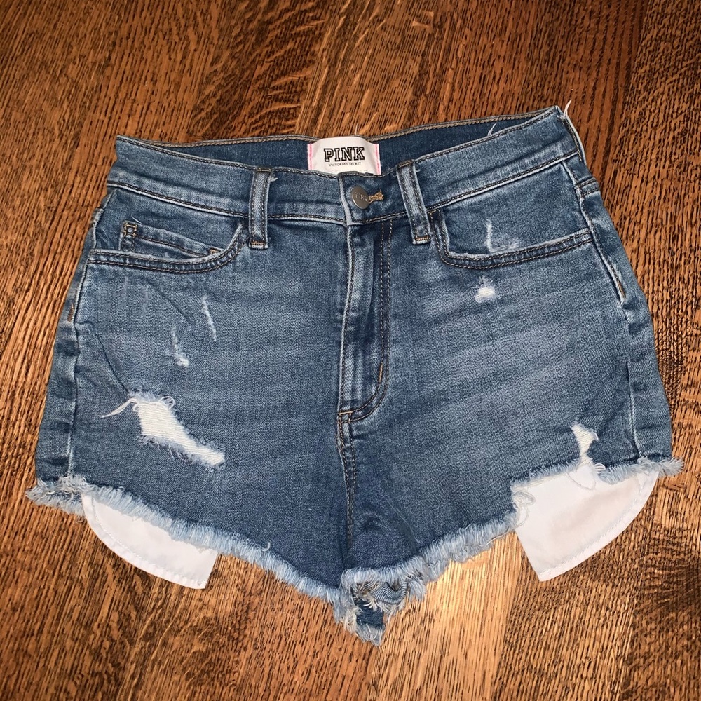PINK high waisted jean shorts